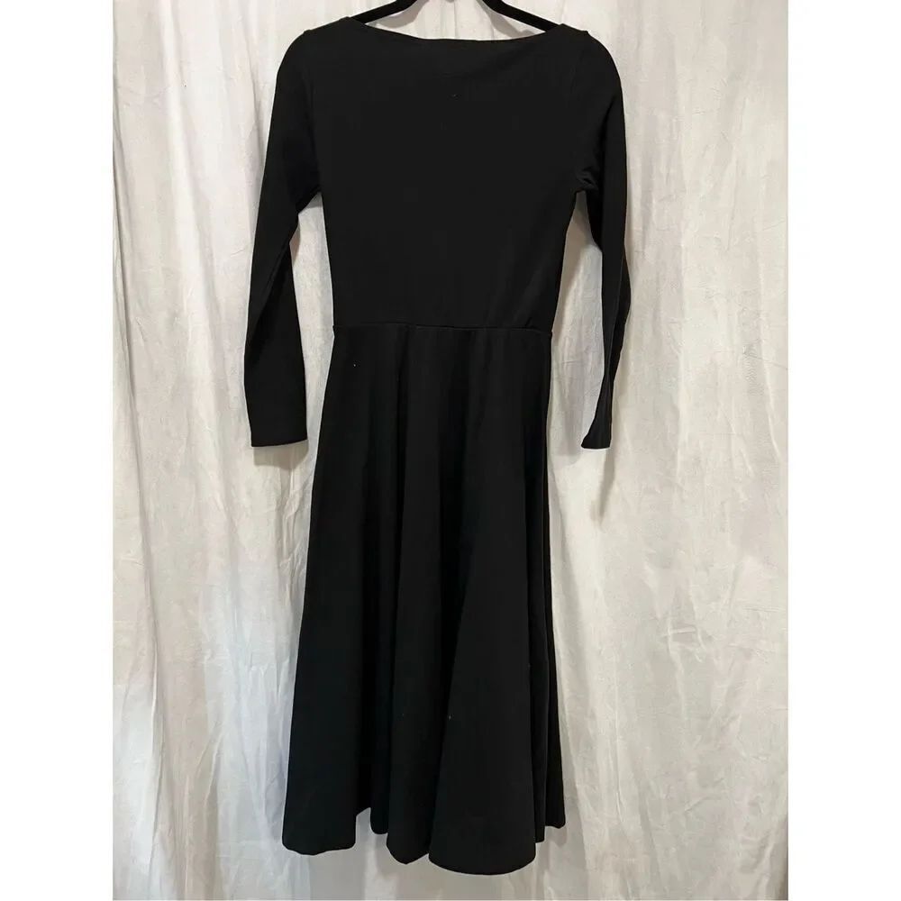 Reformation Women's Black Long Sleeve Fit & Flare Midi Dress Size Large NWOT - Picture 7 of 9